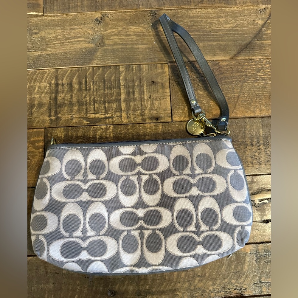 Coach Signature Canvas Wristlet With Leather Trim - Picture 3 of 7